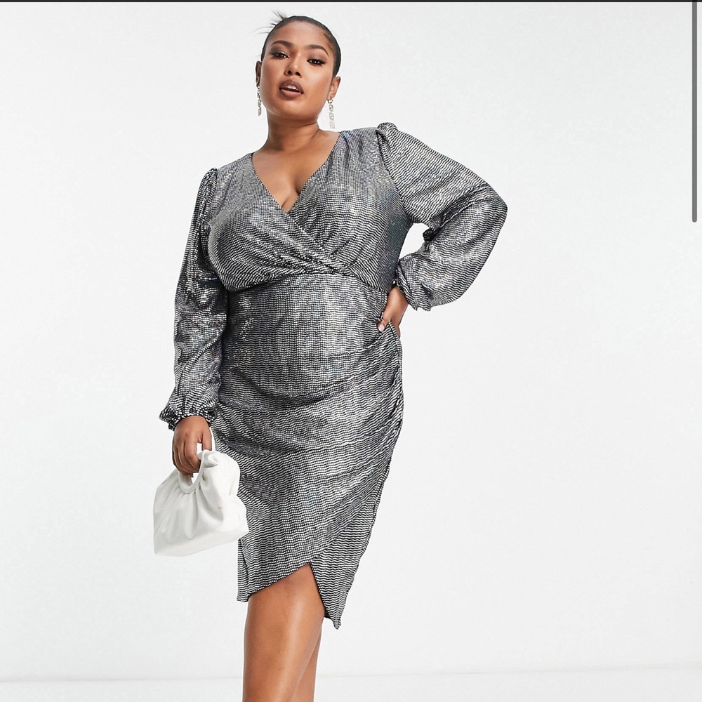 ASOS Curve | Lovedrobe Multi Sequin Wrap Dress NWT